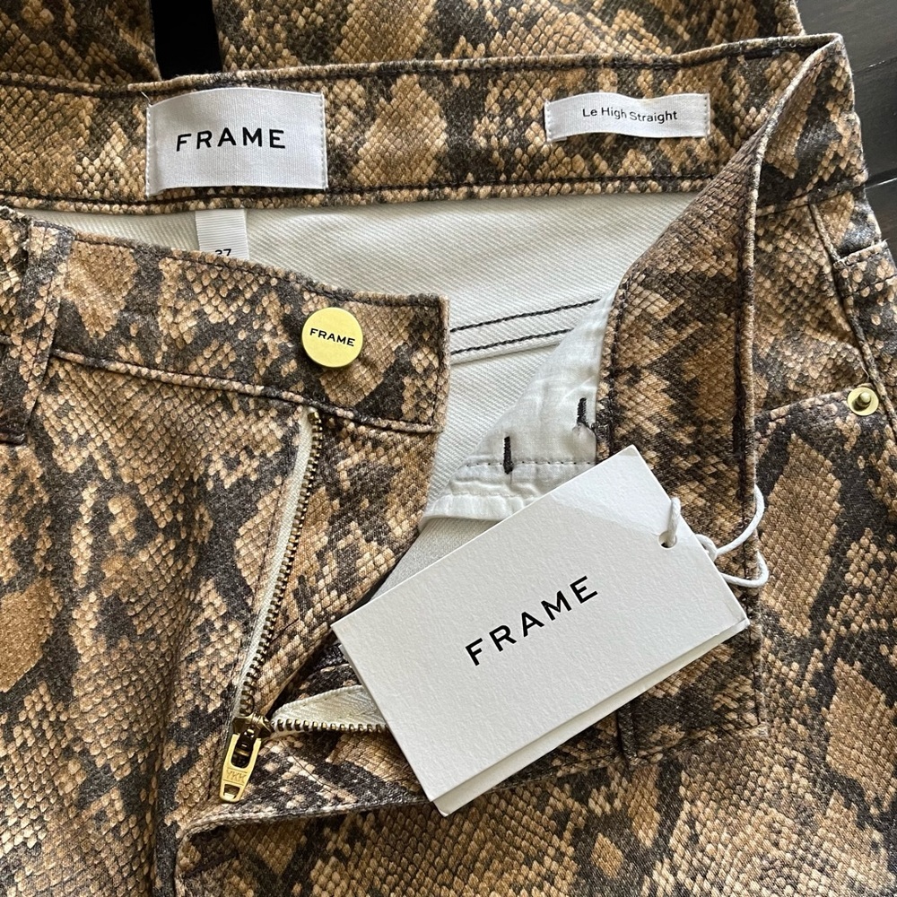 FRAME Le High Straight Python Snakeskin Jeans NWT - image 5